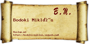 Bodoki Miklós névjegykártya